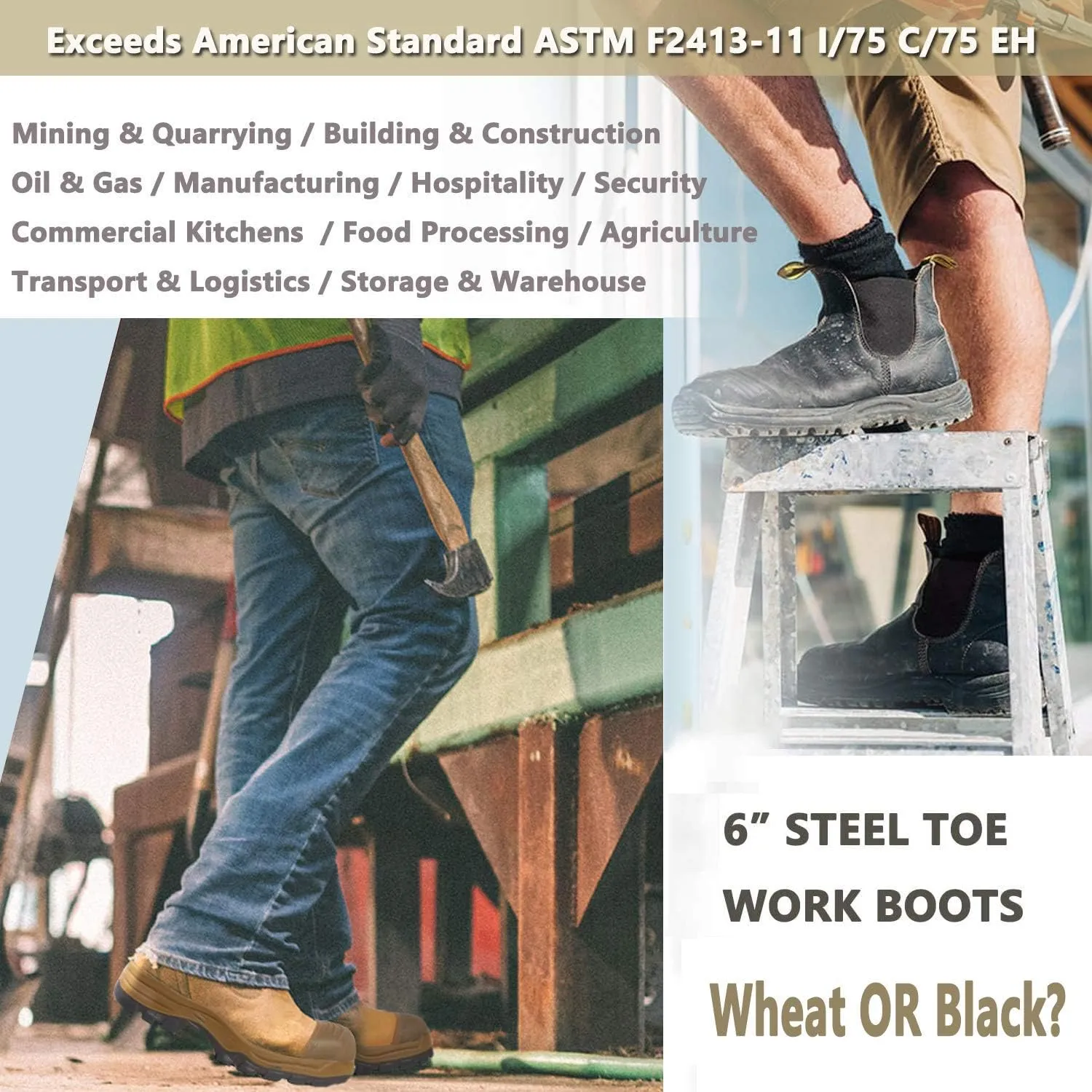CONRAD Wheat Nubuck Work Boot Collection: Sturdy, Soft Toe, Slip-Resistant Safety Shoes for Men
