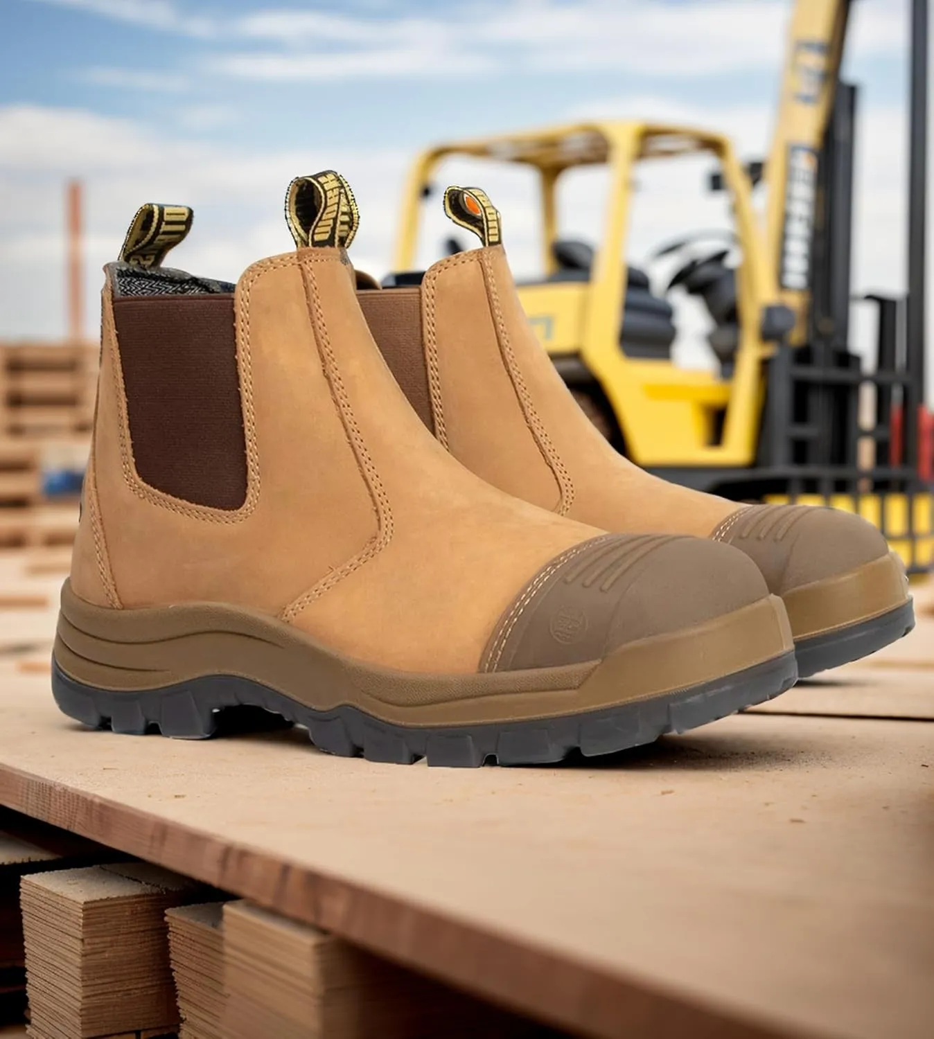 CONRAD Wheat Nubuck Work Boot Collection: Sturdy, Soft Toe, Slip-Resistant Safety Shoes for Men