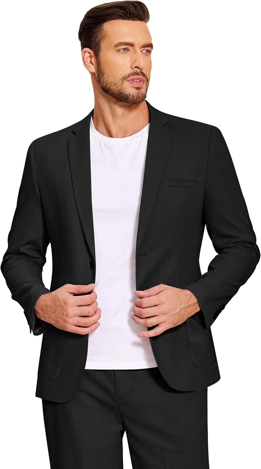 COOFANDY Men's Casual Linen Blazer Lightweight Regular Fit Sport Coat One Button Suit Jacket