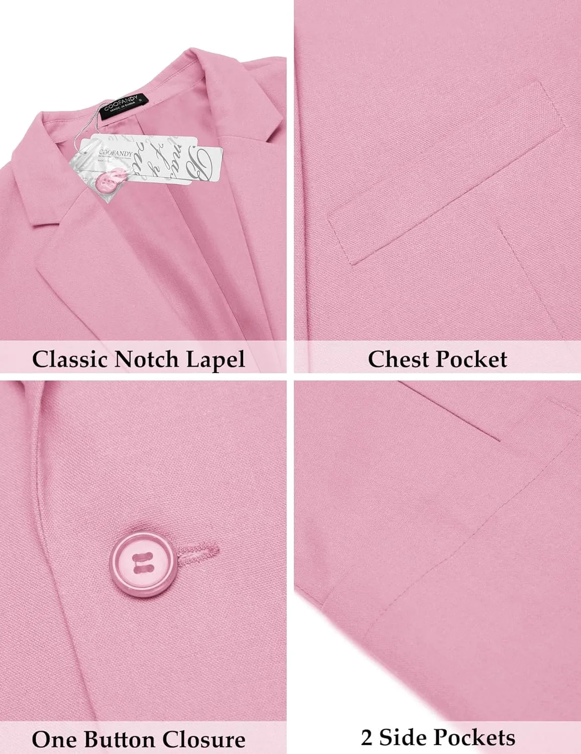 COOFANDY Men's Casual Linen Blazer Lightweight Regular Fit Sport Coat One Button Suit Jacket