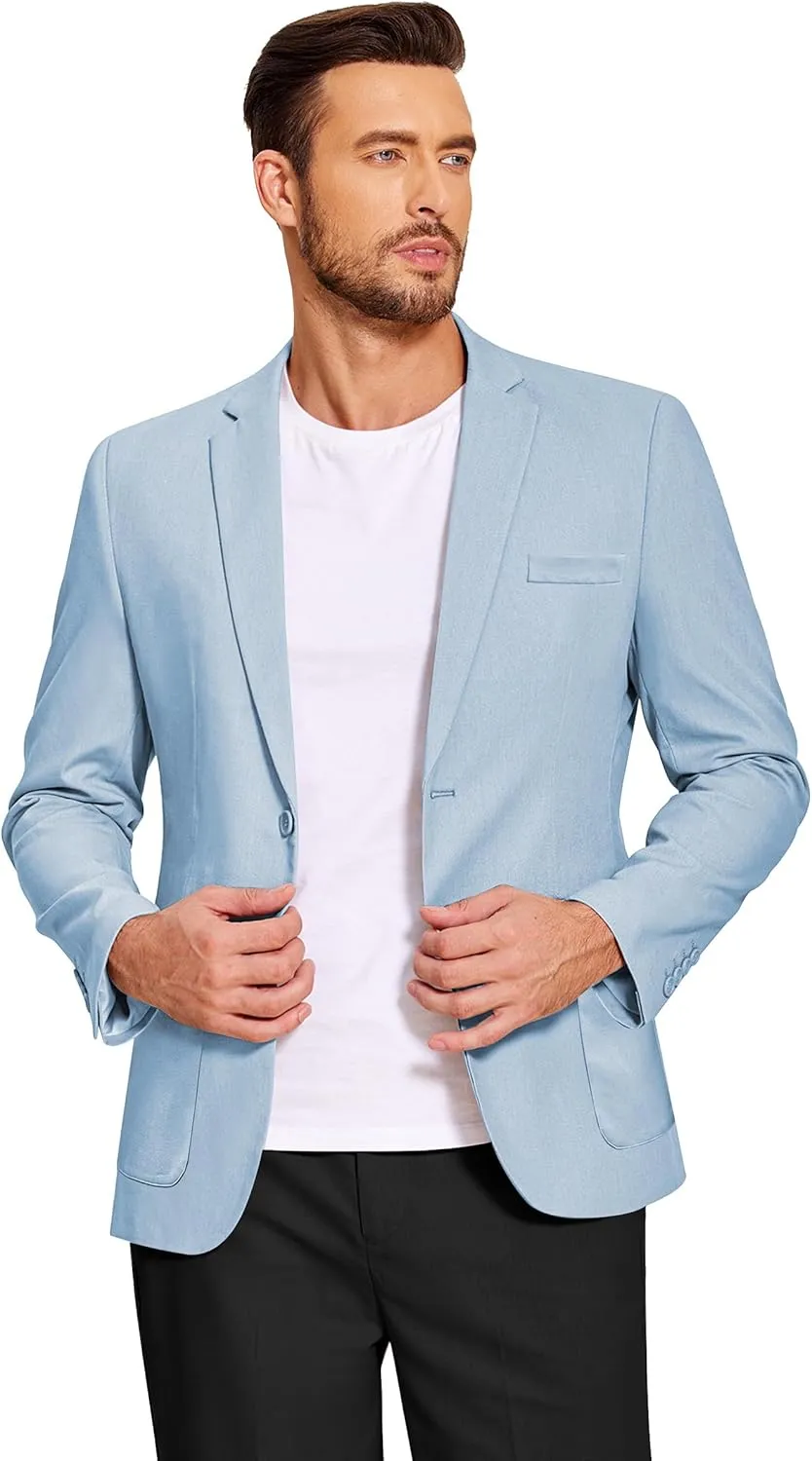 COOFANDY Men's Casual Linen Blazer Lightweight Regular Fit Sport Coat One Button Suit Jacket