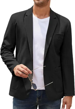 COOFANDY Men's Casual Linen Blazer Lightweight Regular Fit Sport Coat One Button Suit Jacket