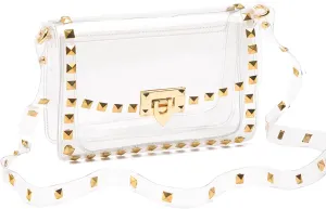 COROMAY Clear Purse for Women, Crossbody Bag Stadium Approved, Fashion Rivet Decor