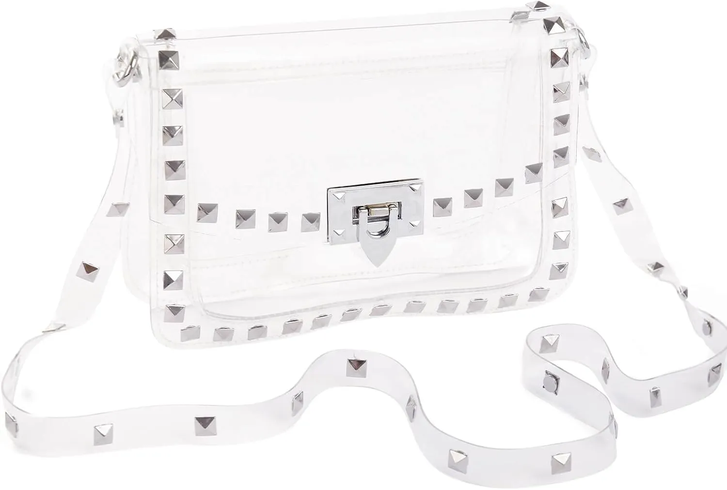 COROMAY Clear Purse for Women, Crossbody Bag Stadium Approved, Fashion Rivet Decor