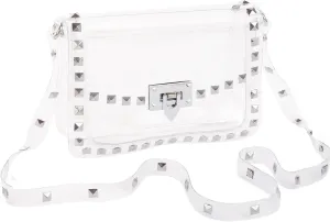 COROMAY Clear Purse for Women, Crossbody Bag Stadium Approved, Fashion Rivet Decor