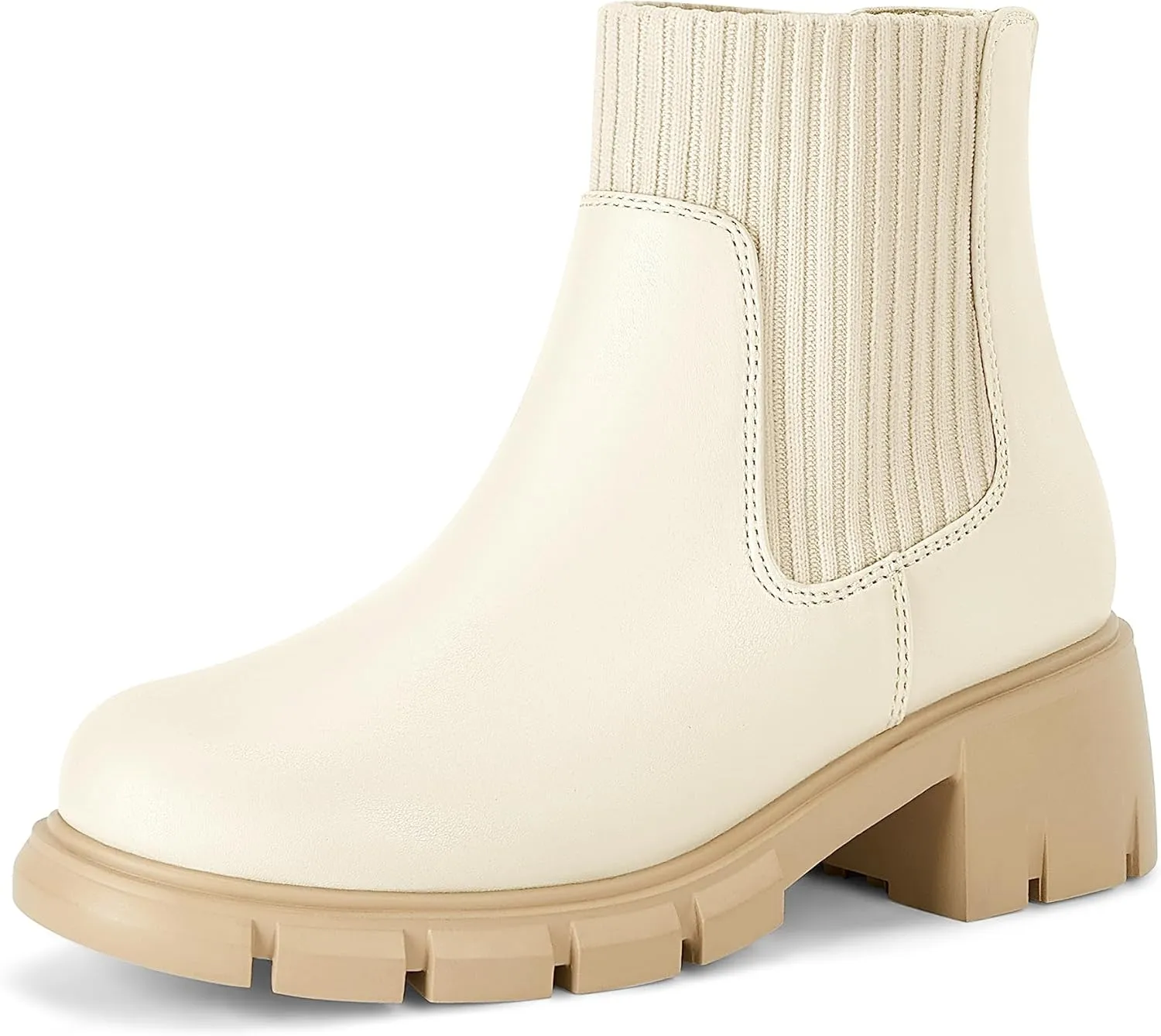 Coutgo Girl Boots Kids Ankle Boots Back Zipper Round Toe Chelsea Platform Elastic Short Booties Snow Boots for Little Kids/Big Kids