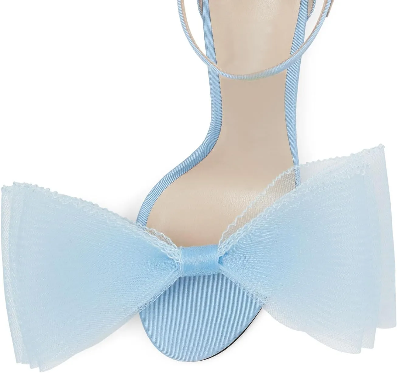 Coutgo Women's Bow Heels Open Toe Stiletto Heels One Strap Party Summer High Heeled Sandals Asymmetric Non-Removable Bow Knot