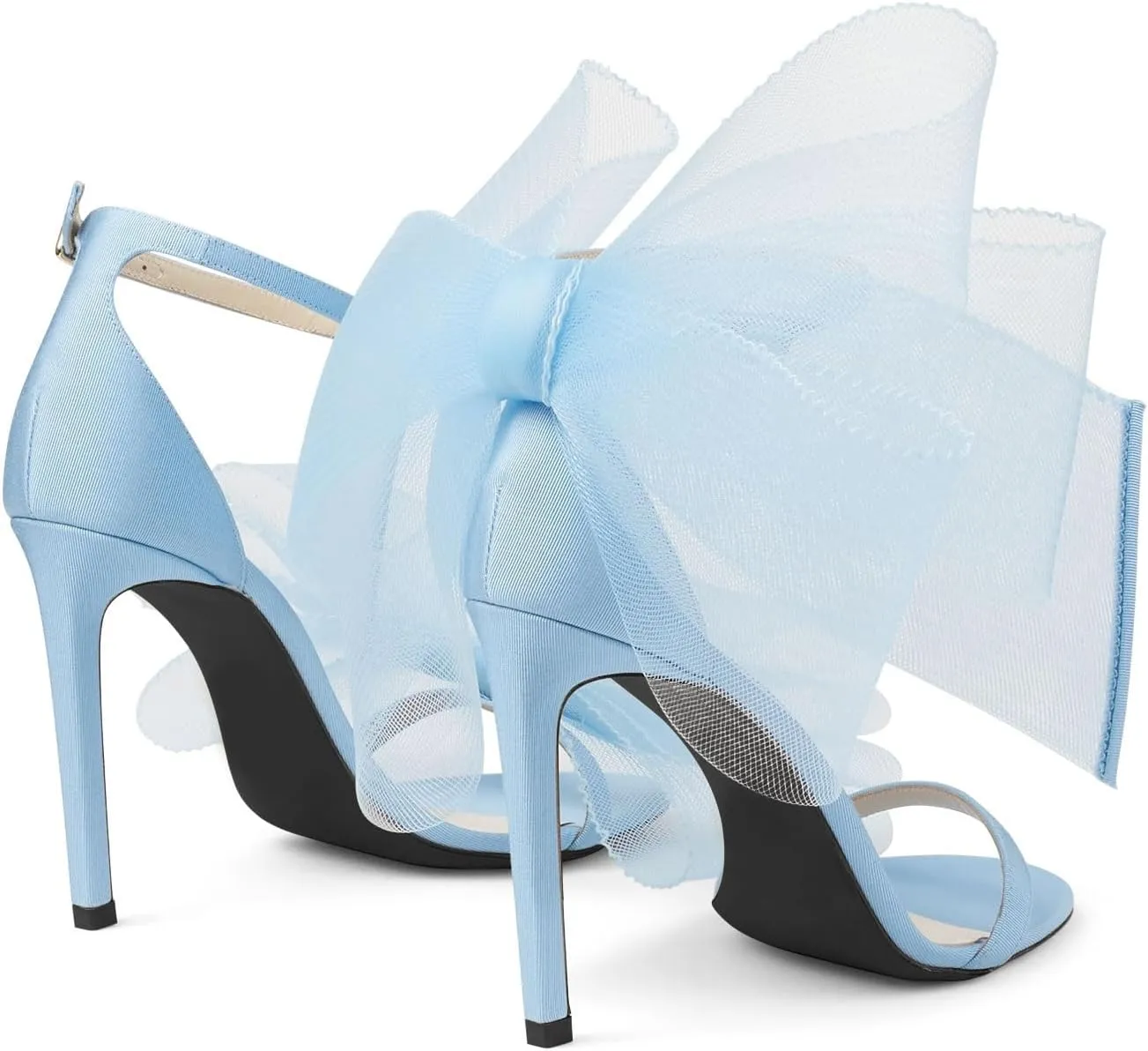 Coutgo Women's Bow Heels Open Toe Stiletto Heels One Strap Party Summer High Heeled Sandals Asymmetric Non-Removable Bow Knot
