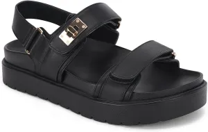 Coutgo Womens Platform Sandals Comfortable Flat Sandals Double Strap Footbed Summer Beach Sandals