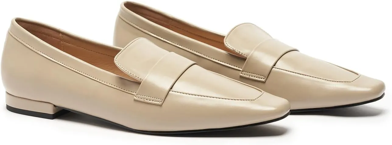 C.Paravano Loafers for Women, Slip-ons Penny Loafers Comfortable Dressy for Formal & Casual Wear, Square Toe Flats for Office