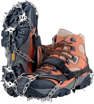 Crampons Shoes 19 Spikes Ice Snow Gripper Shoes Camping Anti-Slip Climbing Protect for Walking Jogging Hiking On Snow and Ice