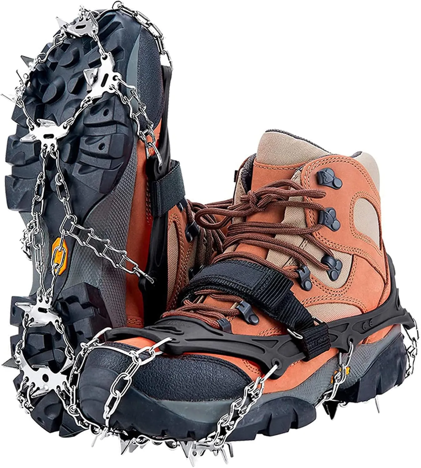 Crampons Shoes 19 Spikes Ice Snow Gripper Shoes Camping Anti-Slip Climbing Protect for Walking Jogging Hiking On Snow and Ice