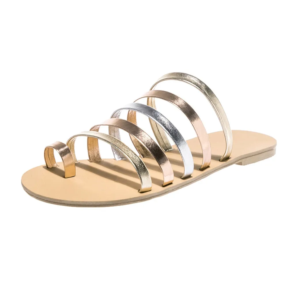 Creamtopmall Flat Gladiator Strap Slippers