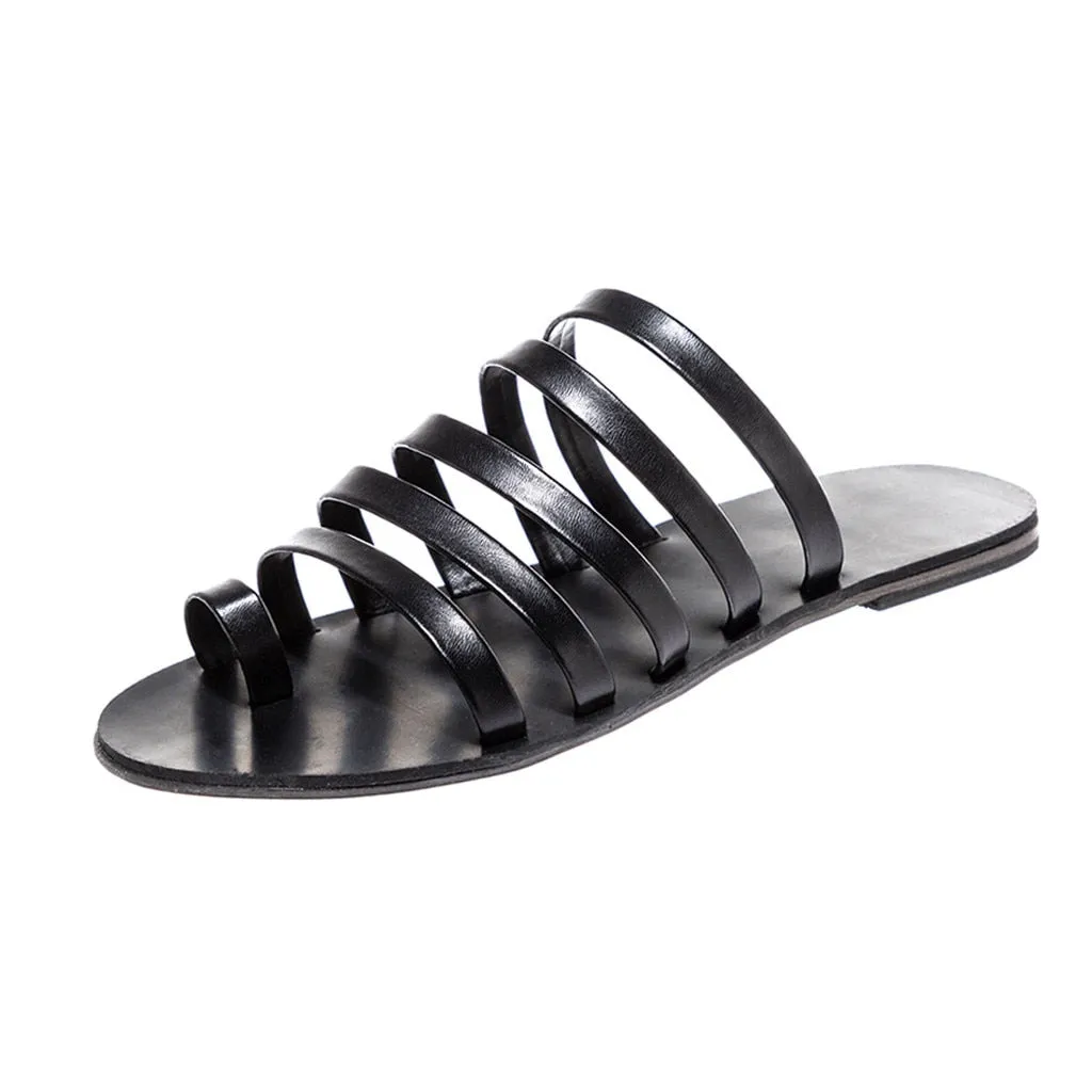 Creamtopmall Flat Gladiator Strap Slippers