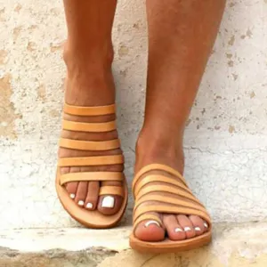 Creamtopmall Flat Gladiator Strap Slippers
