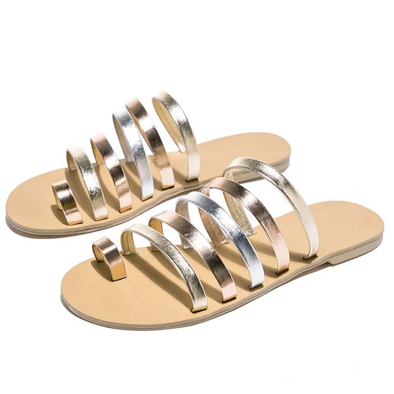 Creamtopmall Flat Gladiator Strap Slippers