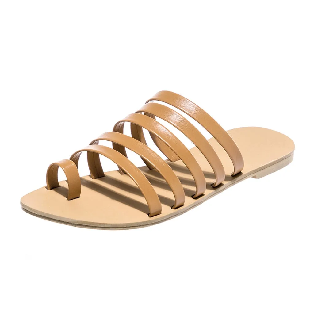 Creamtopmall Flat Gladiator Strap Slippers