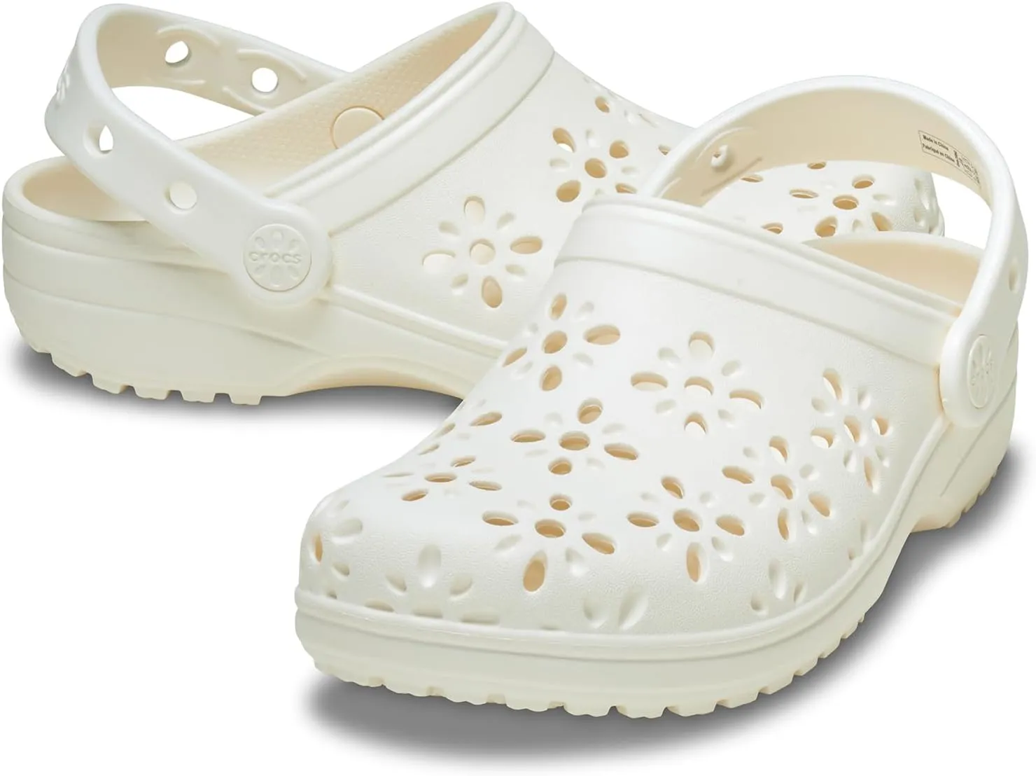 Crocs Unisex-Adult Classic Clogs with Floral Cut Out Design