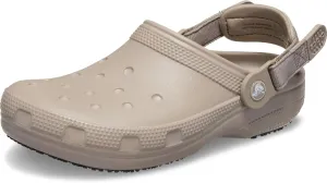 Crocs Unisex-Adult Classic Work Clogs, Slip Resistant Shoes, Taupe, 11 Women/9 Men
