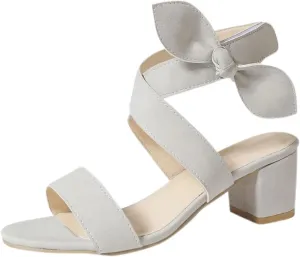 Crossband Sandals Ankle Strap Heels Bow Dressy Wedding Guest Nude 5.5
