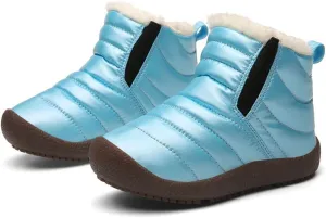 CT-Tebrun Boys Girls Winter Snow Boots Outdoor Kids Boots Slip-on Lightweight Waterproof Cold Weather Side Zipper Short Ankle Boots Warm Fur Lined(Toddler/Little Kid/Big Kid)