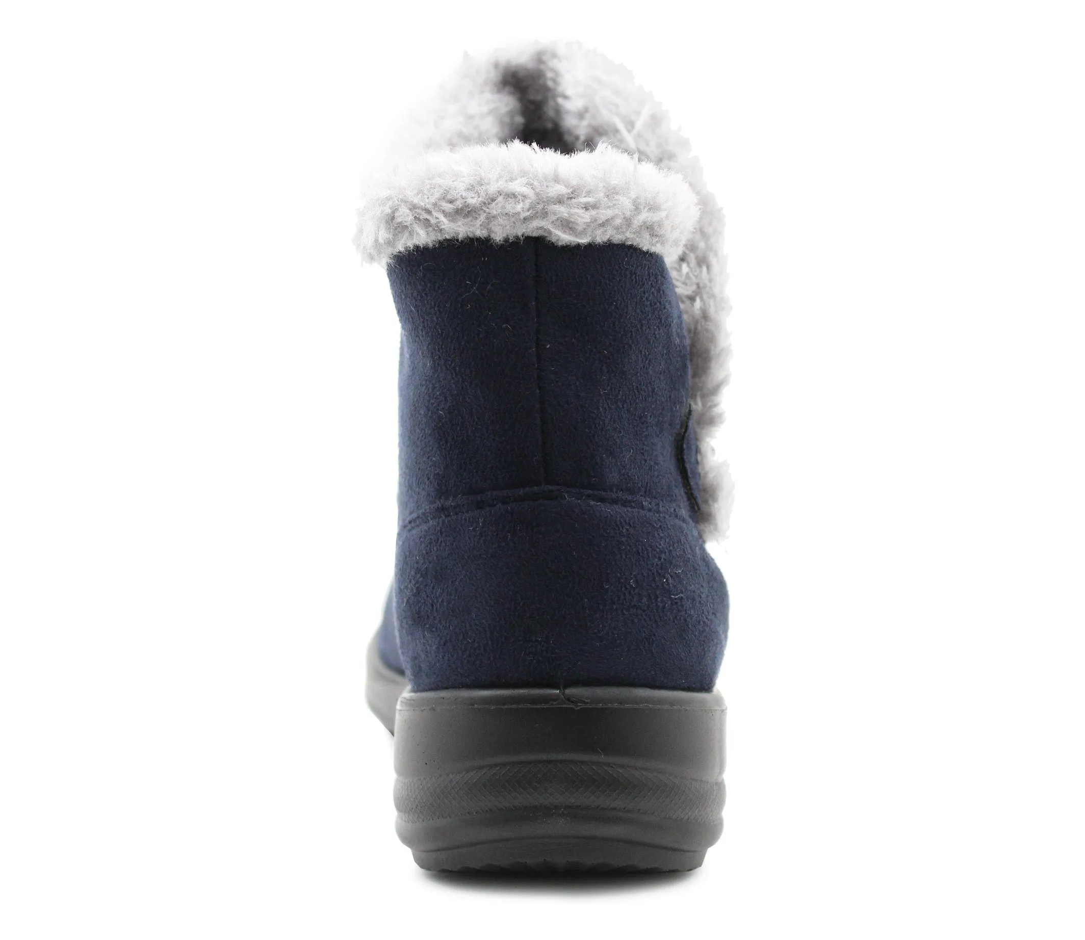 Cushion Walk Womens Faux Fur Lined Boots Ladies Warm Ankle High Slip On Low Wedge Snug Winter Boots