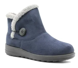 Cushion Walk Womens Faux Fur Lined Boots Ladies Warm Ankle High Slip On Low Wedge Snug Winter Boots