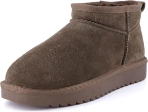 CUSHIONAIRE Women's Hip 2 Genuine Suede Ankle Snow Boots - Pull-On with Cozy Faux Shearling Lining,  Memory Foam