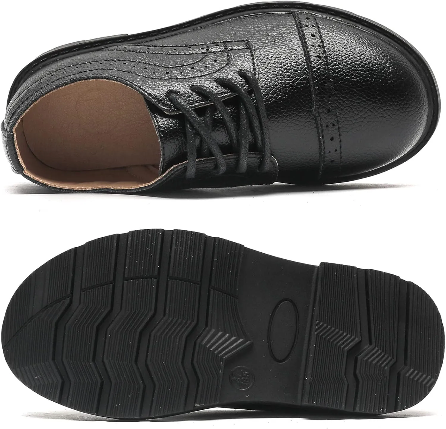 DADAWEN Boys Girls Classic Lace-Up Dress Shoes Oxford Shoes Wedding Church School Uniform Shoes (Toddler/Little Kid/Big Kid)