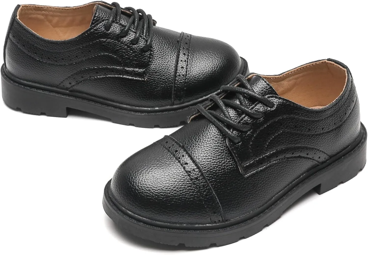 DADAWEN Boys Girls Classic Lace-Up Dress Shoes Oxford Shoes Wedding Church School Uniform Shoes (Toddler/Little Kid/Big Kid)