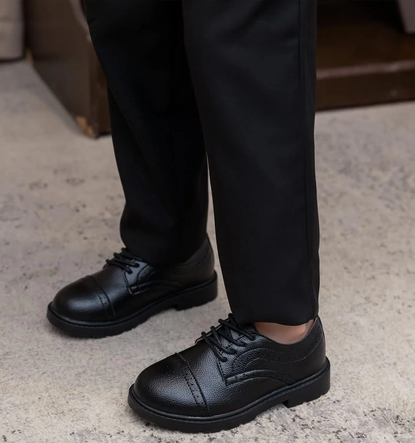 DADAWEN Boys Girls Classic Lace-Up Dress Shoes Oxford Shoes Wedding Church School Uniform Shoes (Toddler/Little Kid/Big Kid)