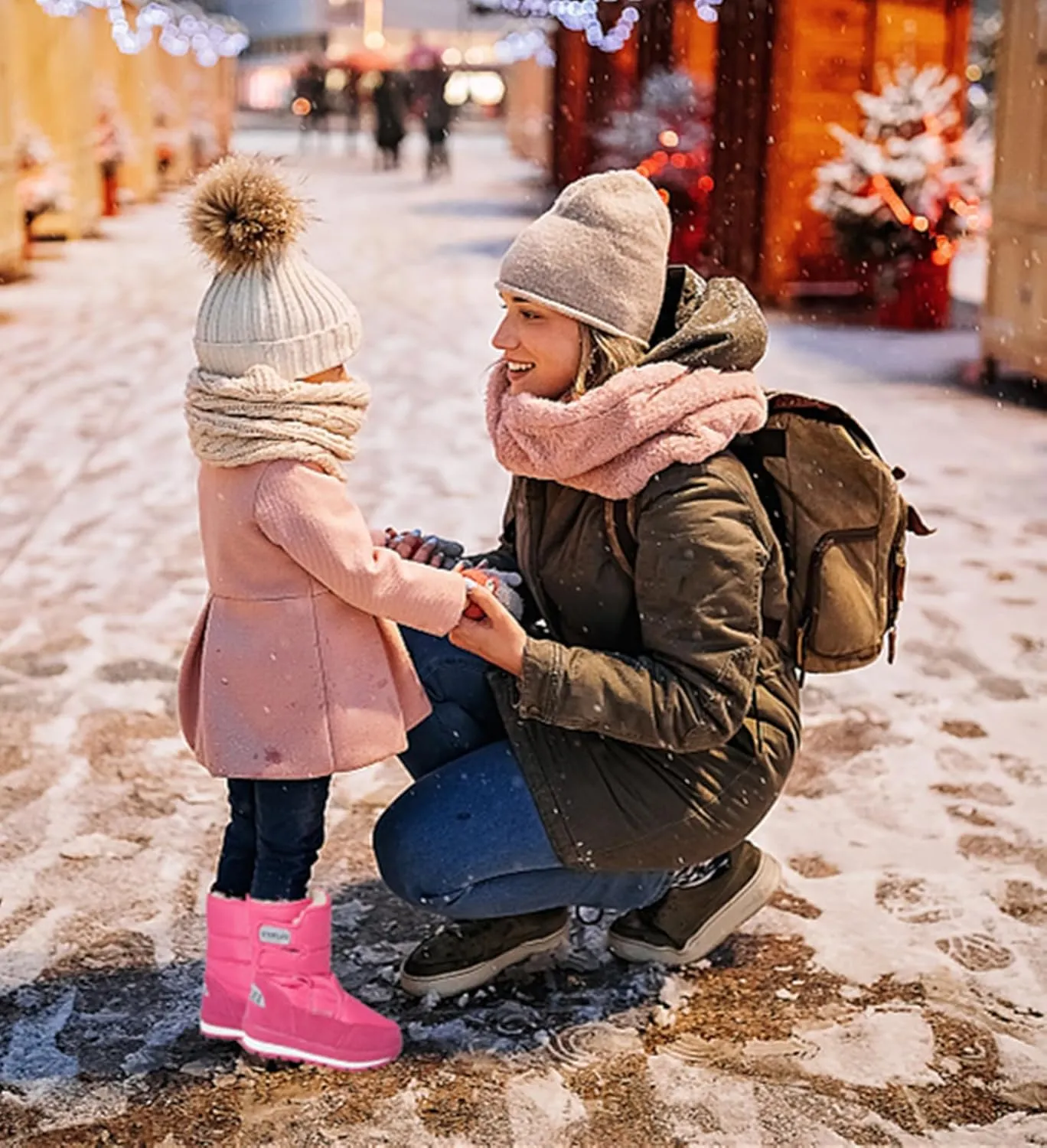 DADAWEN Boys Girls Snow Boots Kids Outdoor Warm Waterproof Slip Resistant Cold Weather Winter Boots