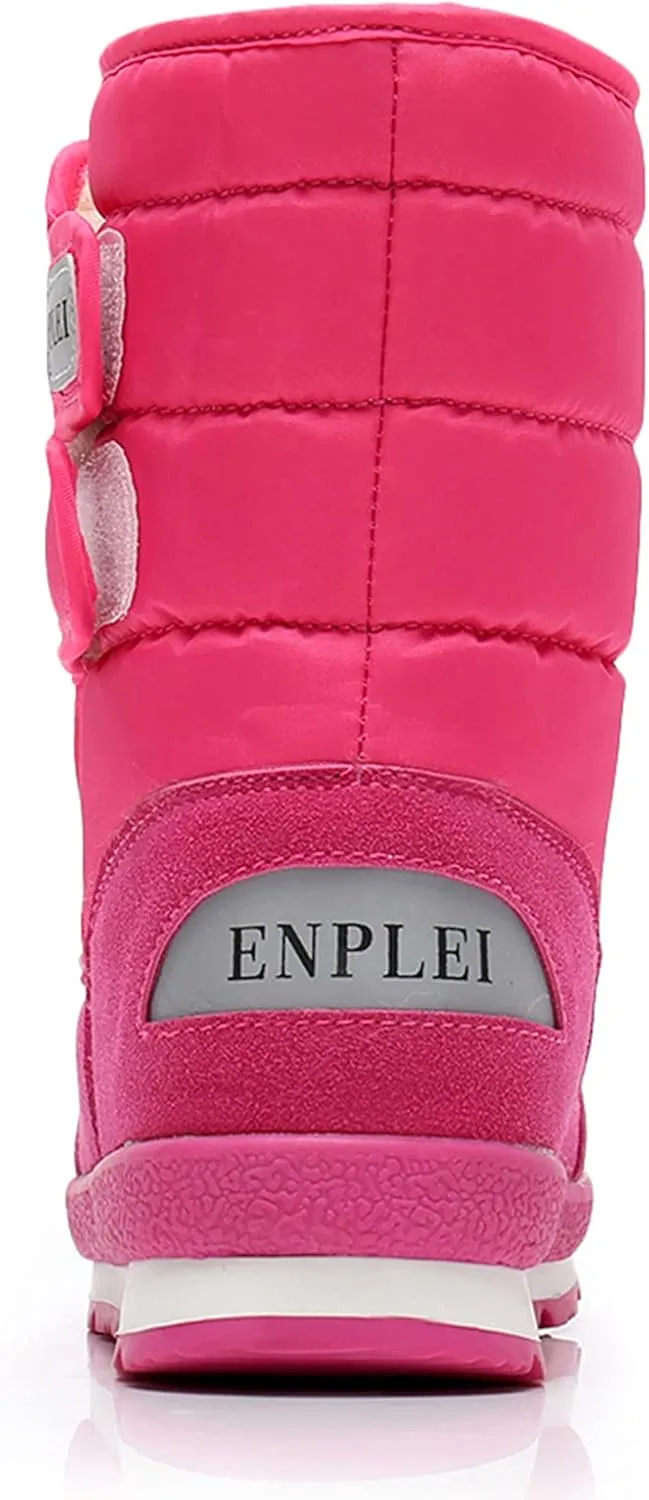 DADAWEN Boys Girls Snow Boots Kids Outdoor Warm Waterproof Slip Resistant Cold Weather Winter Boots