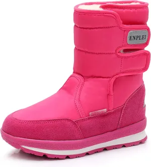 DADAWEN Boys Girls Snow Boots Kids Outdoor Warm Waterproof Slip Resistant Cold Weather Winter Boots