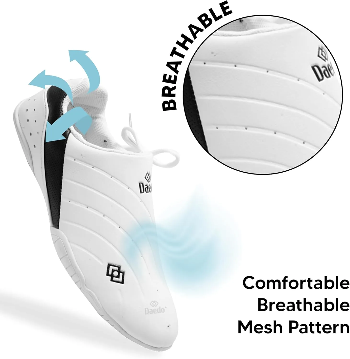 DAEDO Taekwondo Shoes “KIX” - Microfiber Outer Layer, Rubber Outsole, Lightweight and Elastic Design for Comfortable Taekwondo Training