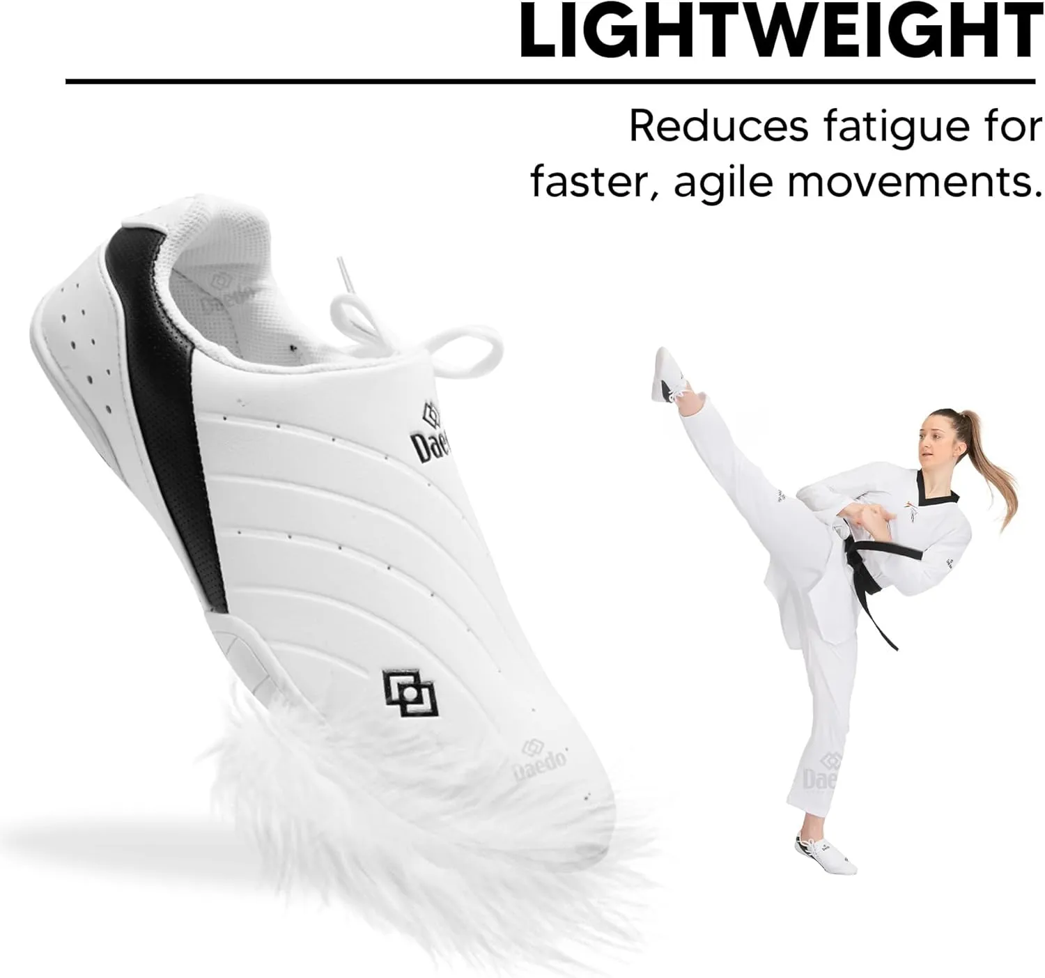 DAEDO Taekwondo Shoes “KIX” - Microfiber Outer Layer, Rubber Outsole, Lightweight and Elastic Design for Comfortable Taekwondo Training
