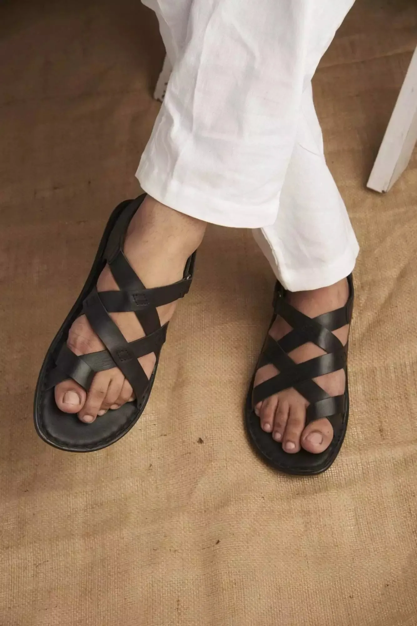 Dalton Black Leather Sandals