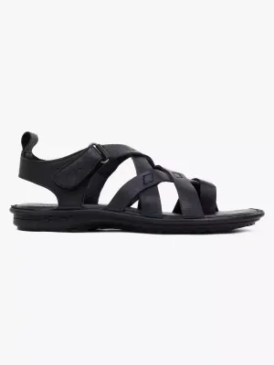 Dalton Black Leather Sandals