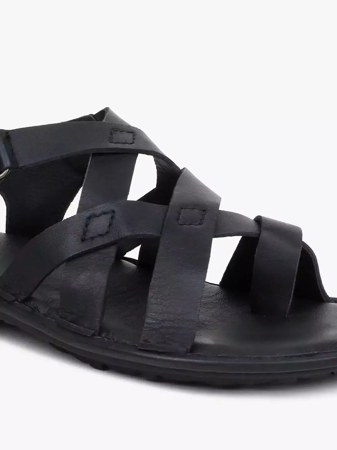Dalton Black Leather Sandals