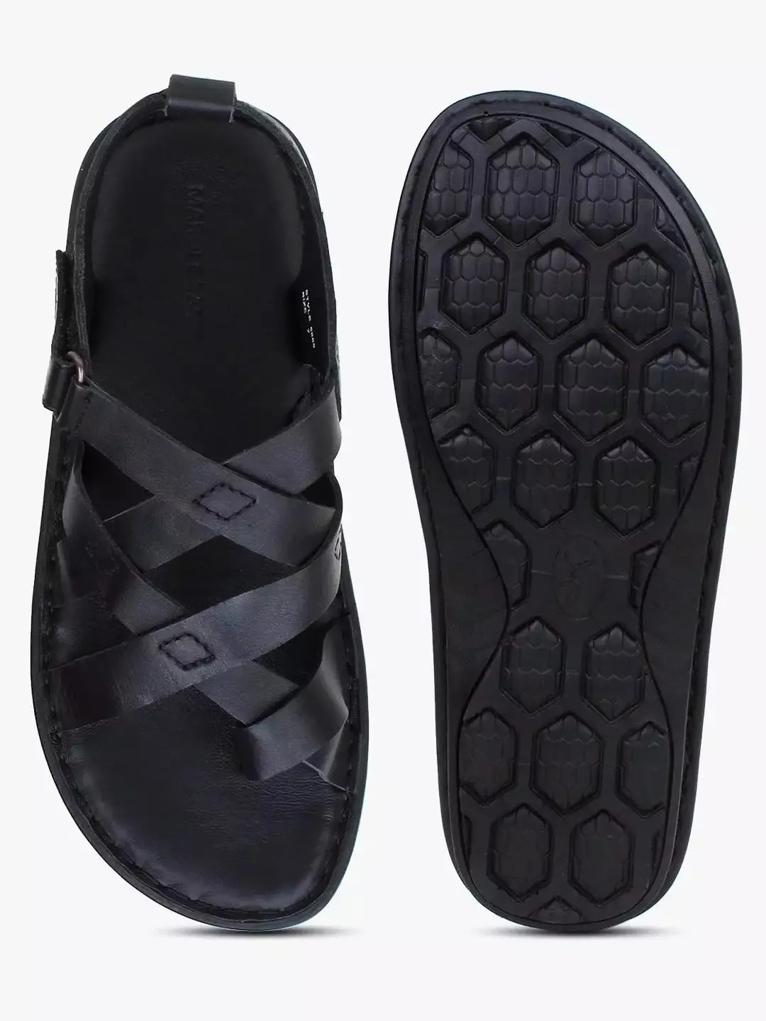 Dalton Black Leather Sandals