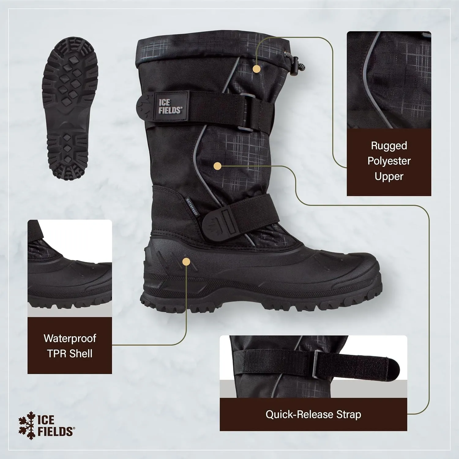 Darrell Men's Winter Snow Boots, Insulated, Warm, Waterproof Shell