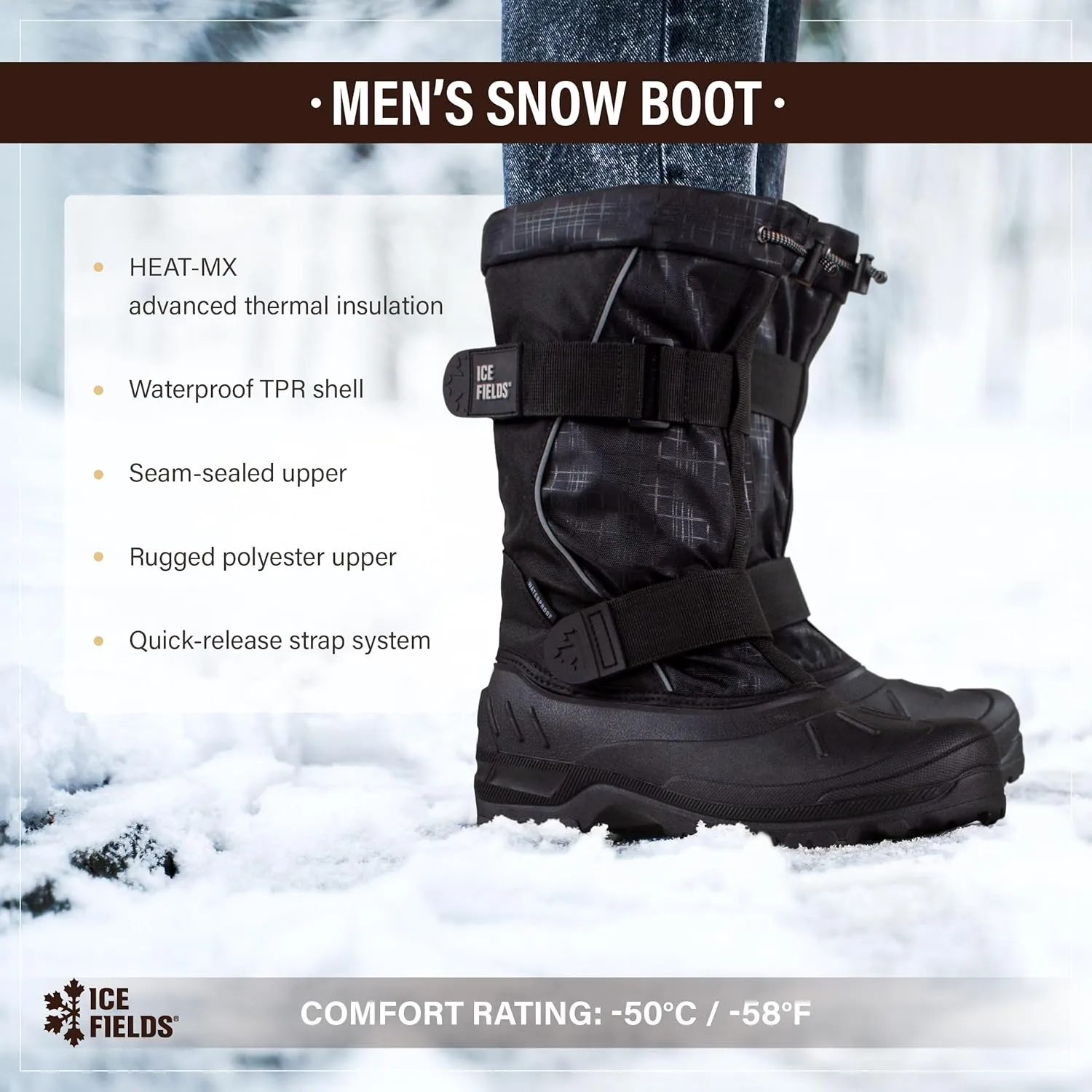 Darrell Men's Winter Snow Boots, Insulated, Warm, Waterproof Shell