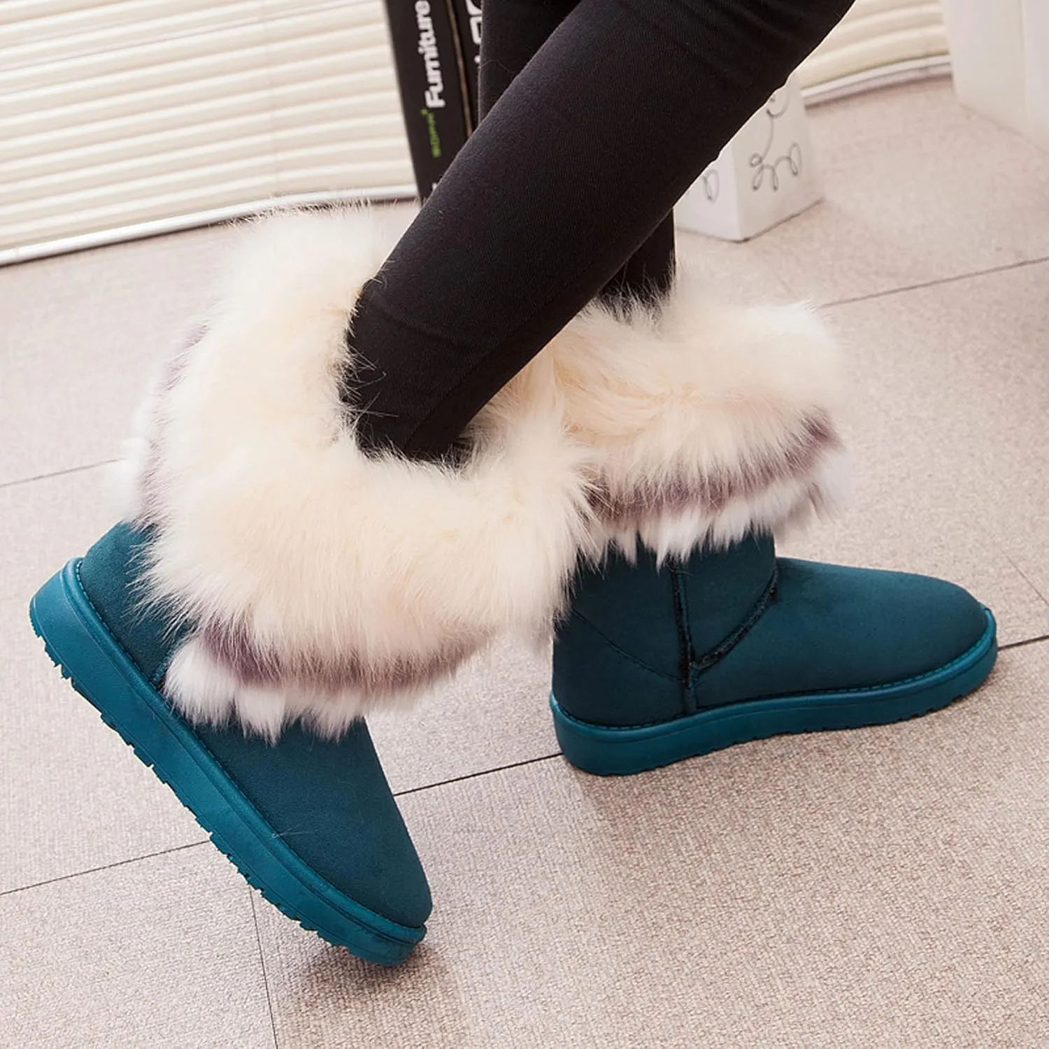 Dear Time Women's Warm Winter Snow Boots Wide Mid Calf Fashion Casual Ankle Booties Outdoor Anti-Slip Platform Boots Shoes for Girls