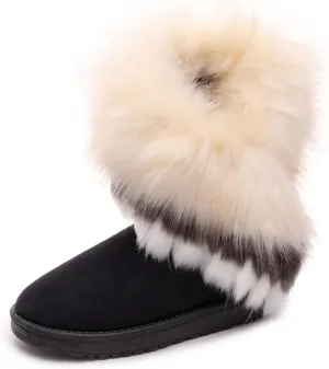 Dear Time Women's Warm Winter Snow Boots Wide Mid Calf Fashion Casual Ankle Booties Outdoor Anti-Slip Platform Boots Shoes for Girls