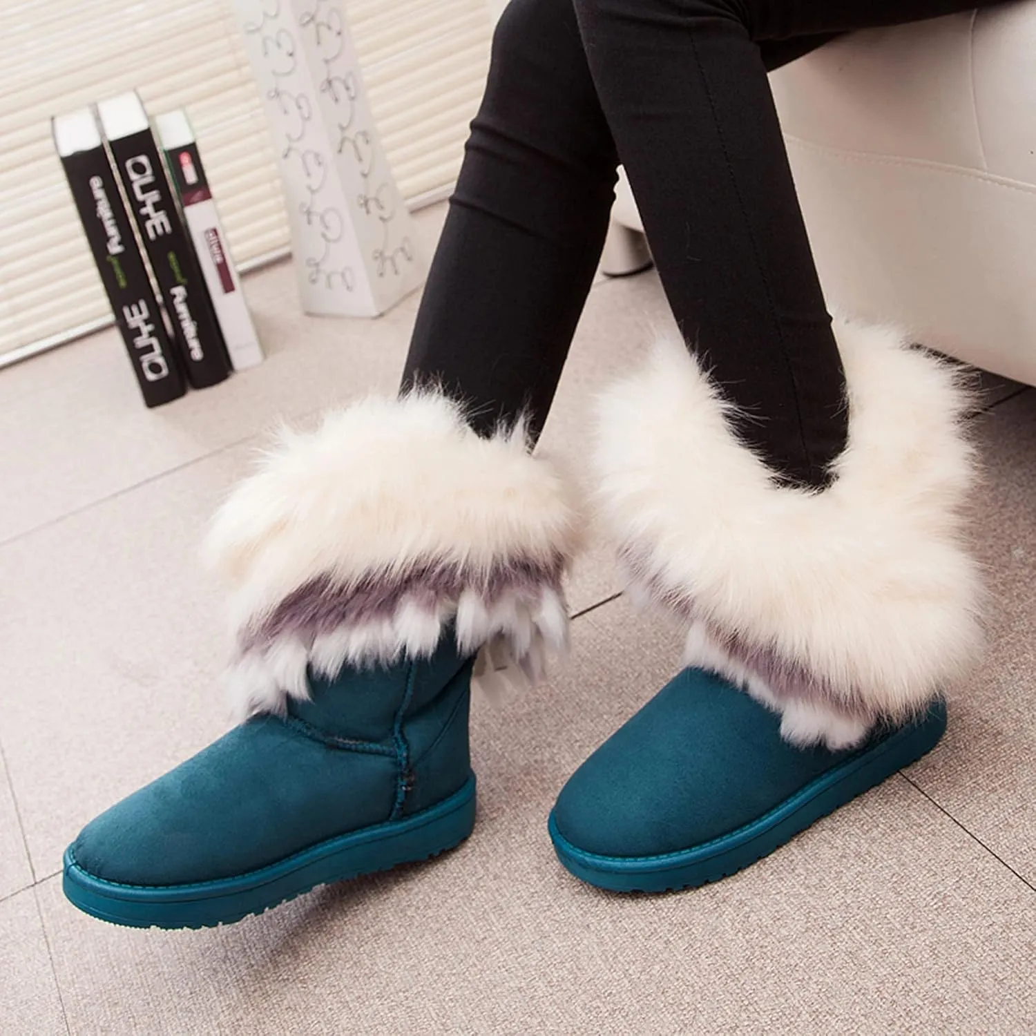 Dear Time Women's Warm Winter Snow Boots Wide Mid Calf Fashion Casual Ankle Booties Outdoor Anti-Slip Platform Boots Shoes for Girls