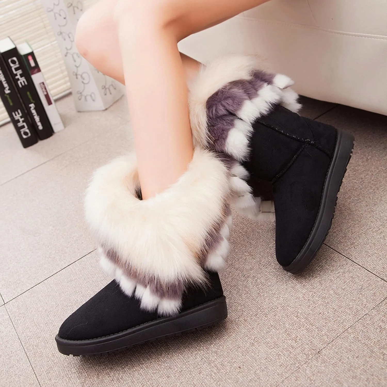 Dear Time Women's Warm Winter Snow Boots Wide Mid Calf Fashion Casual Ankle Booties Outdoor Anti-Slip Platform Boots Shoes for Girls
