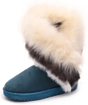 Dear Time Women's Warm Winter Snow Boots Wide Mid Calf Fashion Casual Ankle Booties Outdoor Anti-Slip Platform Boots Shoes for Girls