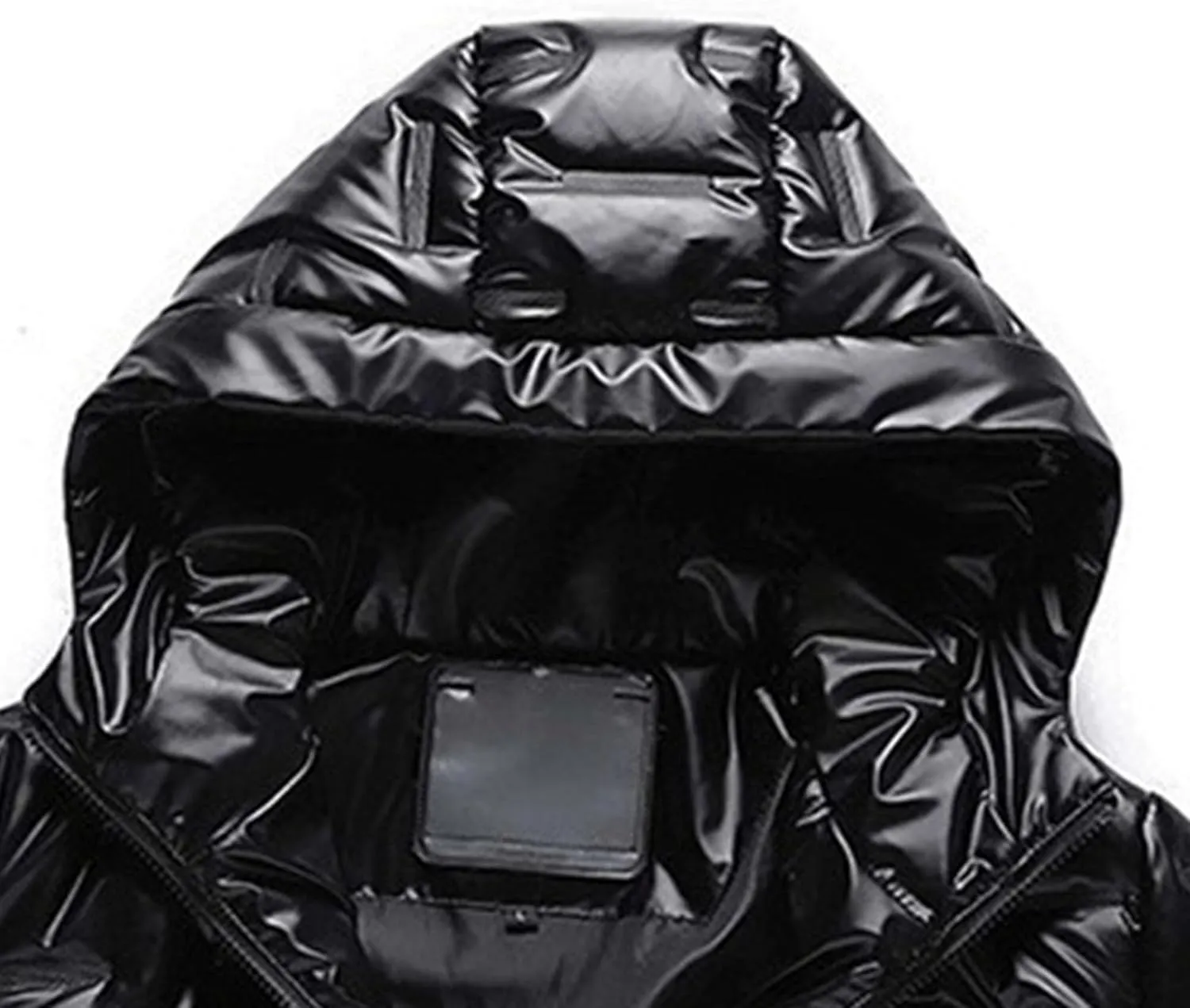 DGHM-JLMY Men's Glossy Padded Winter Hood Coat Metallic Full Zip Down Quilted Puffer Jacket Warm Plus Size Shiny Hooded Coat