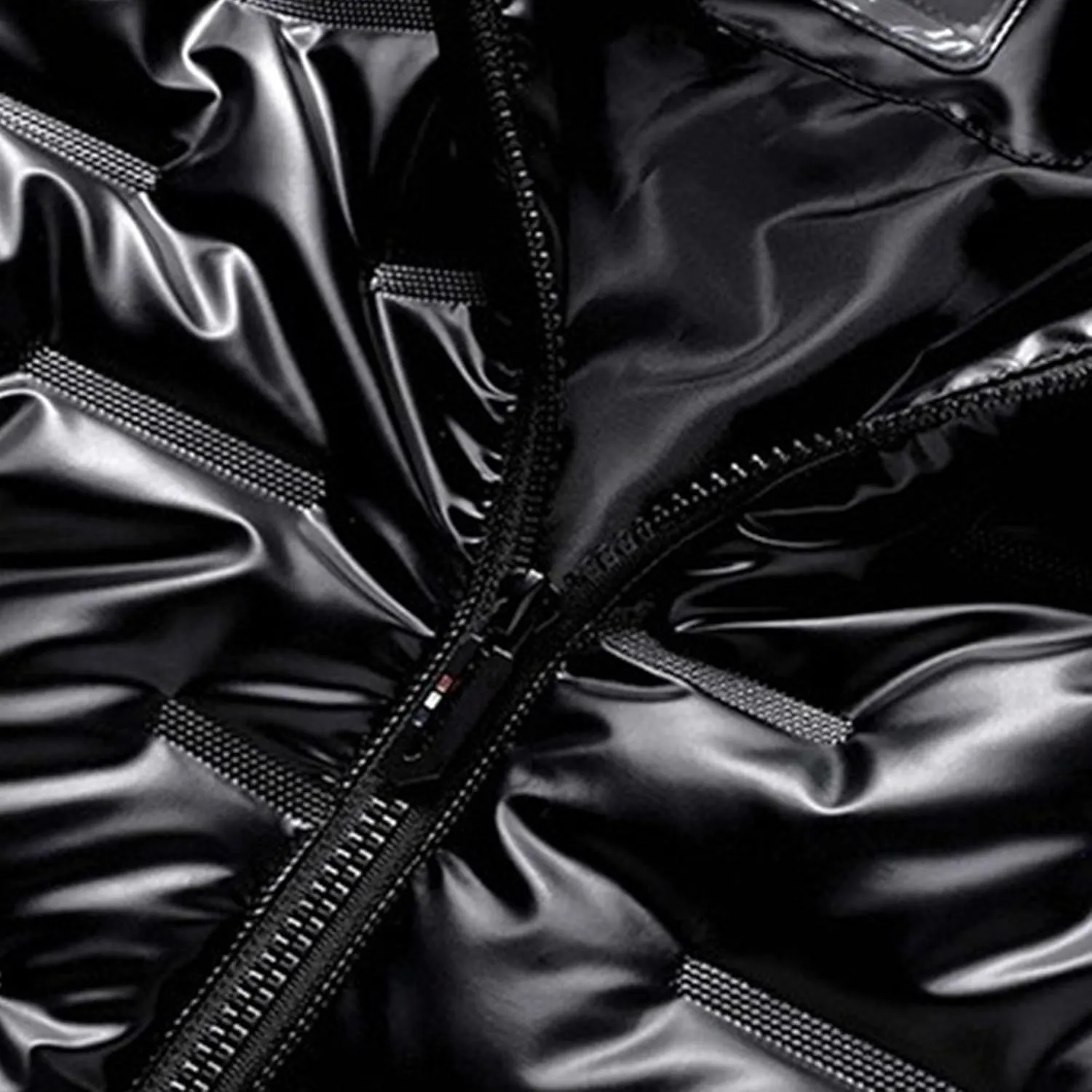 DGHM-JLMY Men's Glossy Padded Winter Hood Coat Metallic Full Zip Down Quilted Puffer Jacket Warm Plus Size Shiny Hooded Coat