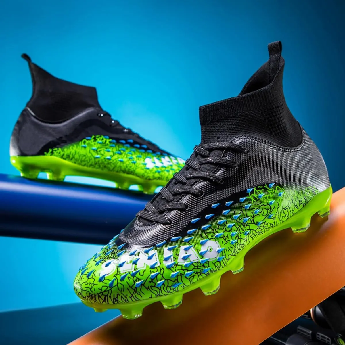 DHOVOR Boys Football Cleats High-Tops Football Shoes for Kids Soccer Cleats Professional Athletic Training Soccer Shoes